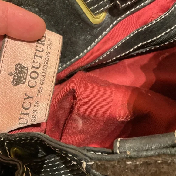 Juicy Couture Velour Satchel Shoulder Bag, brown & black, Y2K, EUC Vintage - Picture 3 of 7